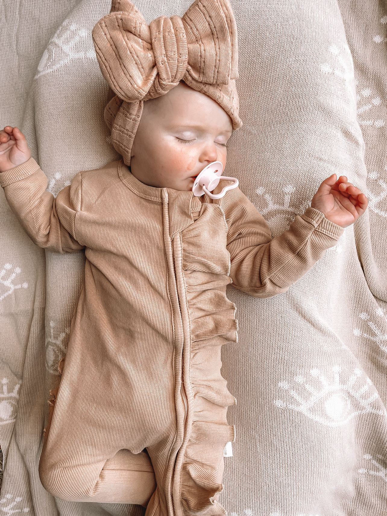 frilly caramel onesie