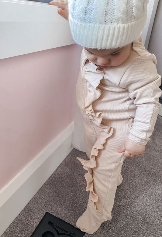 frilly oatmeal onesie